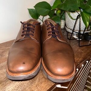 Samuel Hubbard Mens 14W Brown Leather Plain Toe Oxford Dress Shoes Comfort